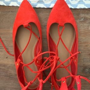 Candy apple Red ballet slippers lace up